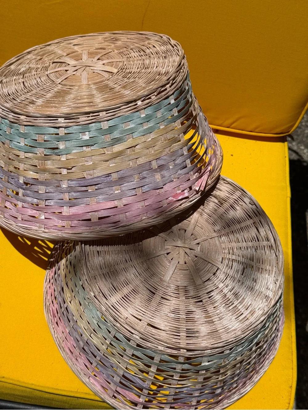 Woven Multi-Color Round Rattan Basket - Home Accents